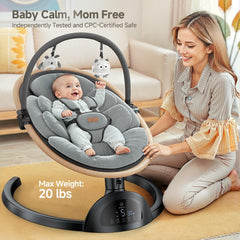 LrerBB Electric Baby Swing remote control lets you adjust motion without disturbing baby.