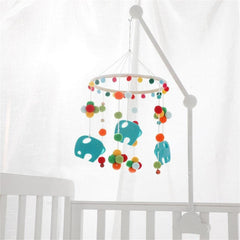 Lroterser Hanging Wooden Baby Crib Mobile Arm installed on crib demonstrates secure crossbar fit.
