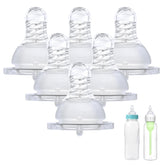 LSAUVWN nipples universal-fit close-up on Dr. Brown's narrow bottles for easy feeding transitions.