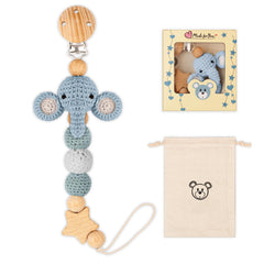LSTRAGY elephant pacifier clip keeps pacifier within baby's reach.