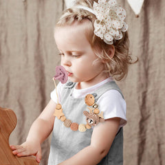 LSTRAGY pacifier clip wooden clip offers durable hardware for secure wear on clothing