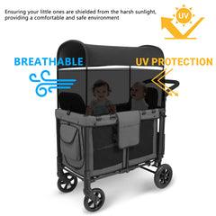 LUAATT sunshade close-up of breathable mesh promoting airflow inside the wagon.