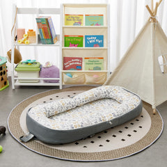 Lucakuins Baby Lounger at home setup showing cozy, secure infant interaction