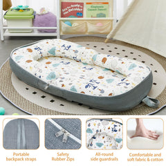 Lucakuins baby lounger transformed into a backpack for hands-free outings.