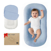 Lucakuins Baby Lounger blue close-up highlighting soft organic cotton for cozy naps