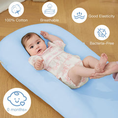 Lucakuins Baby Lounger blue in-use during tummy time encourages interactive play