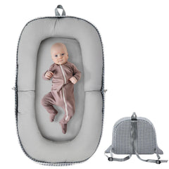 Lucakuins baby lounger folded for compact travel and storage convenience