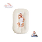 Lucakuins baby lounger front view—breathable cotton for comfy supervised play.