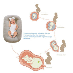 Lucakuins baby lounger shows soft organic cotton for newborn comfort.