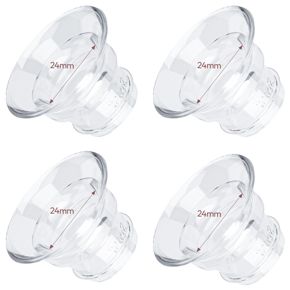 Lucina Baby flange inserts 4pcs packshot—convert 24mm to 28mm for a better seal.