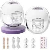 Lucina Baby wearable breast pump compact in bra, enabling discreet on-the-go pumping.