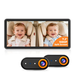 LUCKVIEW BM5PRO split-screen display shows two kids for safer driving