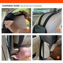 Luckybay car seat side organizer zip pocket secures receipts and small gadgets