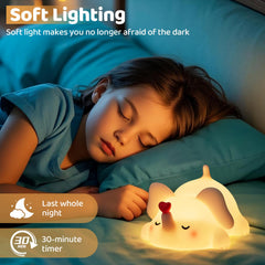 Luditek Sweet Heart Elephant Night Light demonstrating three brightness levels for different needs.