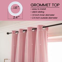 LUGOTAL pink star-cutout curtain in living room creates cozy, kid-friendly atmosphere.
