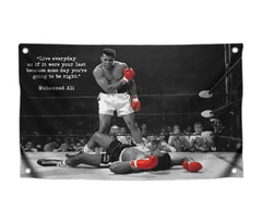LUIVI Male Ali flag 3x5 front view with four grommets for dorm and gym decor.