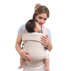 Lujifo Baby Carrier shows ergonomic M-position for safe front or back carries.