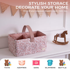 LUKJOJO Floral Diaper Caddy Compartments Organized for quick access to baby items.