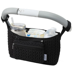 LUKJOJO stroller organizer with 3D herringbone quilting adds style during daily strolls.