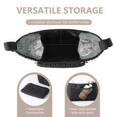 LUKJOJO detachable front pocket offers quick-access storage on the go.