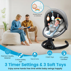 Lulabelle electric baby swing Bluetooth music option for streaming favorites