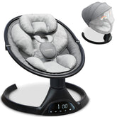 Lulabelle electric baby swing side-view demonstrating soothing motion for infant calm and comfort