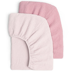 Lulu Moon muslin crib sheets soft fabric close-up showing breathable comfort.