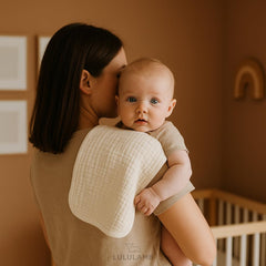 Lululamb burp cloths show extra-large 20x10 coverage for feeding sessions.