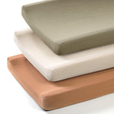 Lulumoon baby changing pad cover close-up shows soft muslin fabric for gentle skin