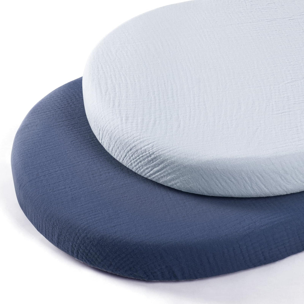 lulumoon baby muslin bassinet sheets closeup shows soft breathable cotton for gentle skin comfort