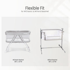 lulumoon bassinet sheet secure-fit elastic edge demonstrates snug, secure fit