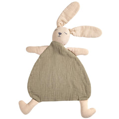 Lulumoon Bunny Lovey close-up showing soft muslin texture for gentle baby skin