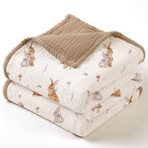 lulumoon muslin baby blanket brown bunny folded for cozy snuggle and warmth