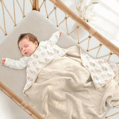 Lulumoon Muslin Baby Blanket 47x47 dimensions laid flat for cozy snuggling and travel