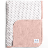 lulumoon muslin baby blanket pink front view with soft minky dots for soothing warmth