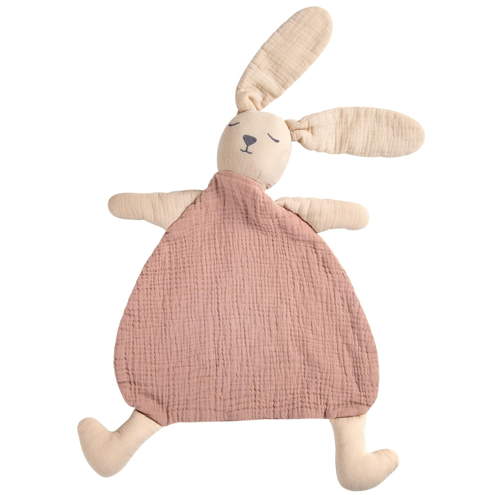 Lulumoon Muslin Bunny Lovey soft-gauze fabric for gentle newborn comfort.