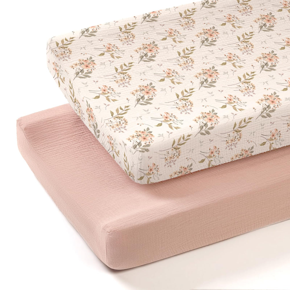 Lulumoon muslin changing pad cover in soft cotton for breathable comfort during diaper changes.