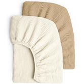 Lulu Moon muslin crib sheets in packaging showing soft breathable fabric for nursery setup