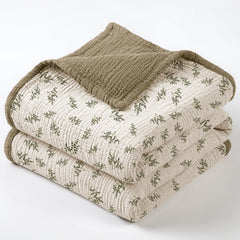 lulumoon olive tree muslin quilt closeup, ultra-soft fabric for baby sleep