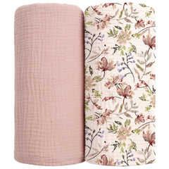 Lulumoon Muslin Swaddle Blanket closeup shows soft cotton and breathable fabric for baby's comfort.
