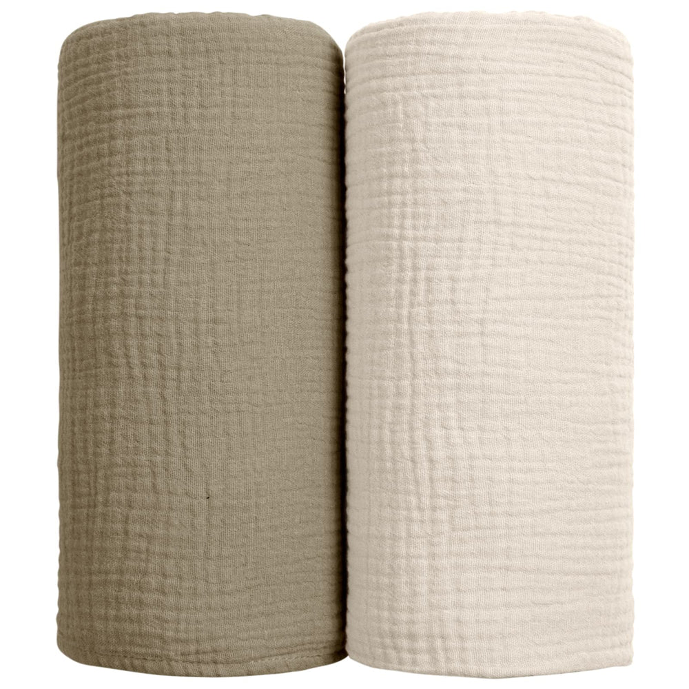 lulumoon muslin swaddle olive folded blanket delivers breathable, skin-friendly comfort for naps.