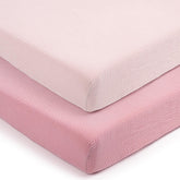 lulumoon pack and play sheets closeup of soft muslin fabric for gentle naps