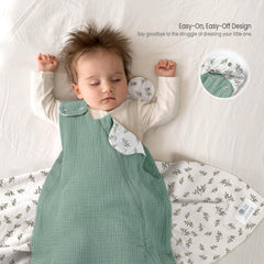 Lulumoon Sleep Sack Muslin two-way zipper eases diaper changes