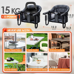 lulunemo hook-on chair table clamp attachment for sturdy, quick installation
