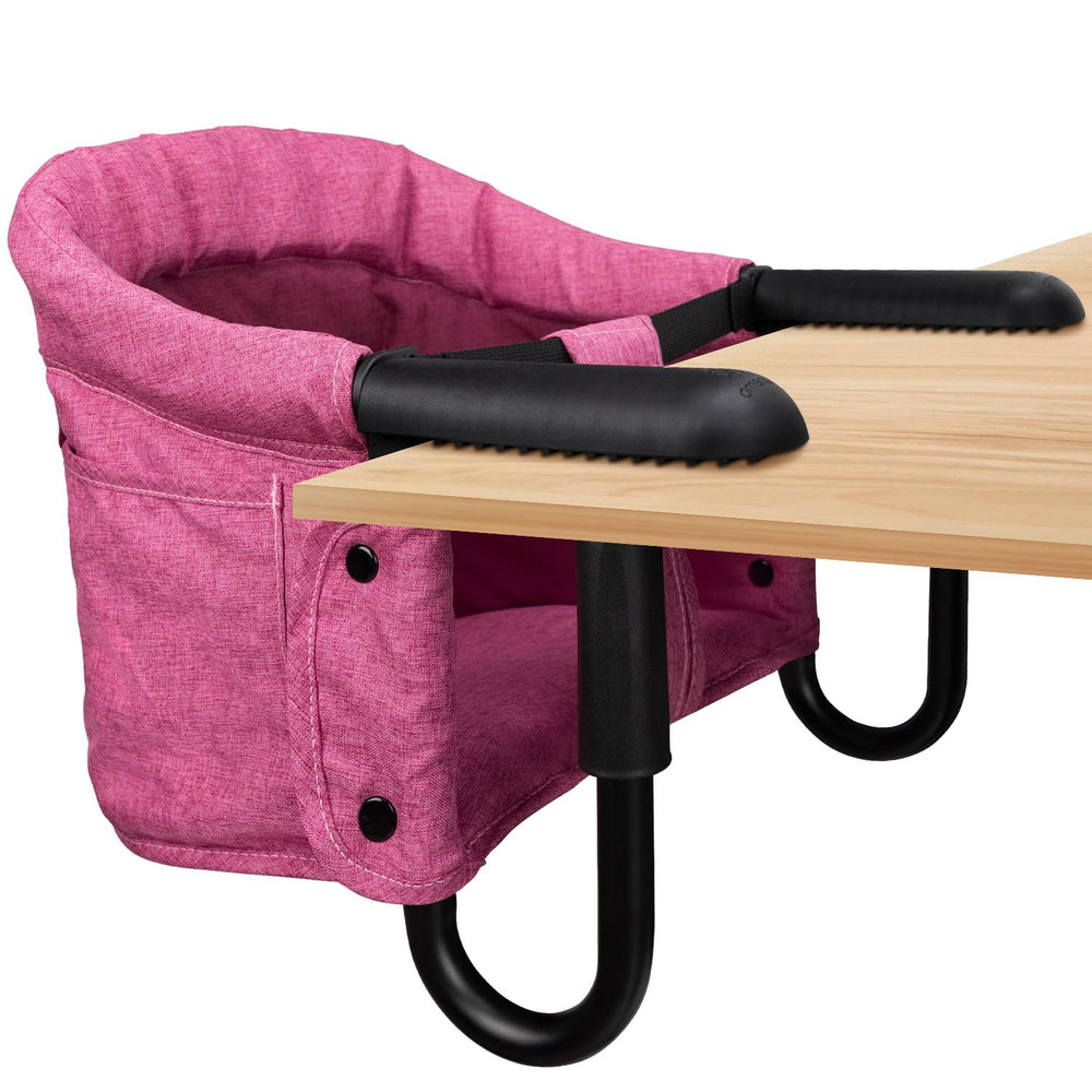 lulunemo Hook On High Chair folded with bag showing travel-ready setup