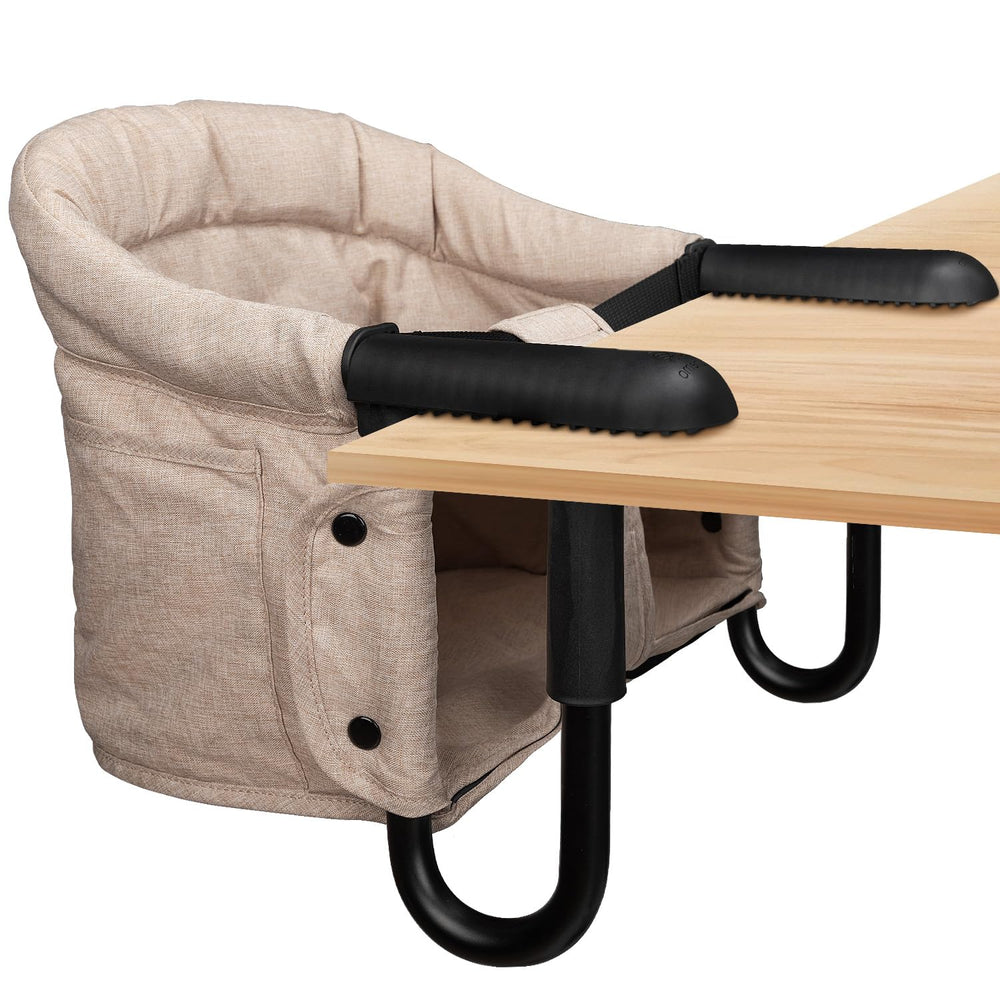 lulunemo Hook On High Chair setup shows quick install for on-the-go meals