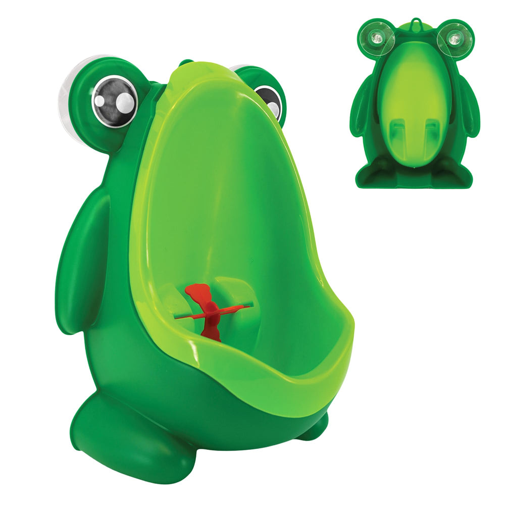 Lulyboo Cute Frog toddler potty urinal side view, adjustable height for stable aiming