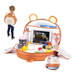 Lulyboo toddler car-seat-tray front view provides a stable travel workspace for kids