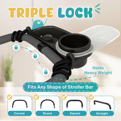 LUMARA snack tray close-up showing built-in cup holder for on-the-go drinks.