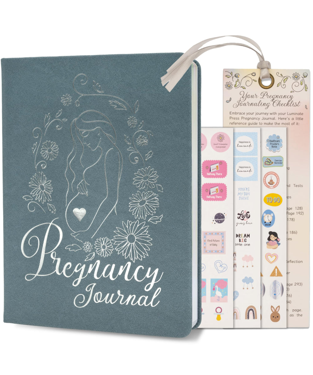 Luminate Press keepsake pregnancy journal cover in vegan leather offers durable, premium protection for memories.
